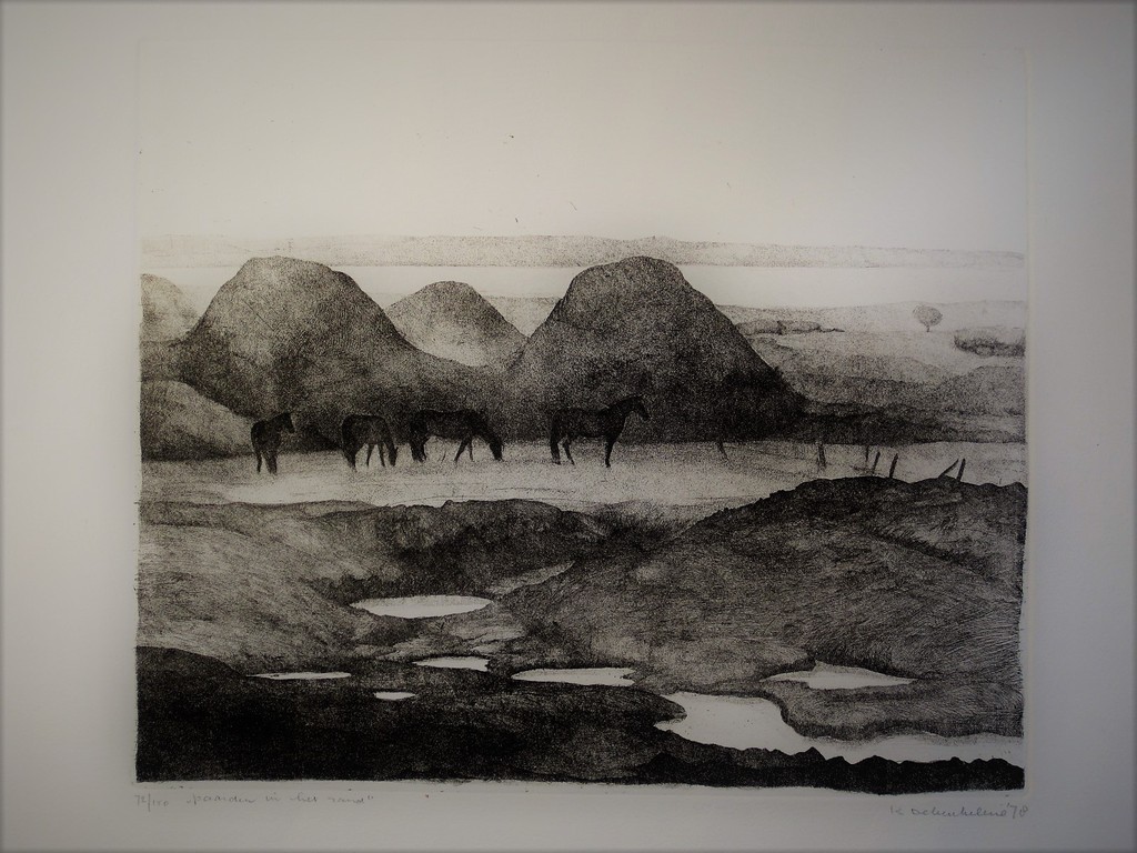 Zeldzaam "Paarden in het zand" Litho vn jonggestorven Grafica Karin Dekeukeleire kopen? Bied vanaf 1!