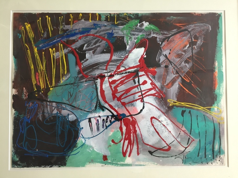 Bep Toscani  acryl op papier 1996 verkocht voor € 37!