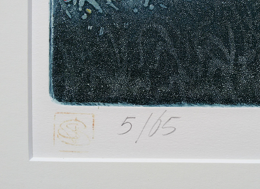 Sjoerd Bakker - Springende man in Aziatisch landschap, aquatint ets kopen? Bied vanaf 30!