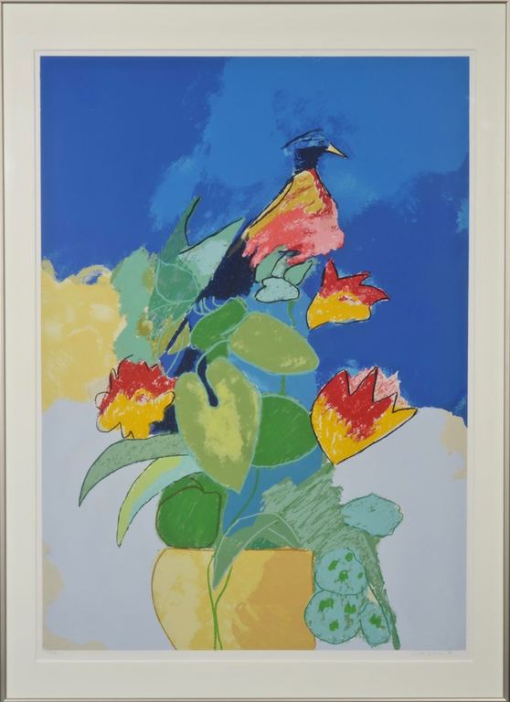 Henk van Vessem: Zeefdruk, Zonder titel - Ingelijst verkocht voor € 50!