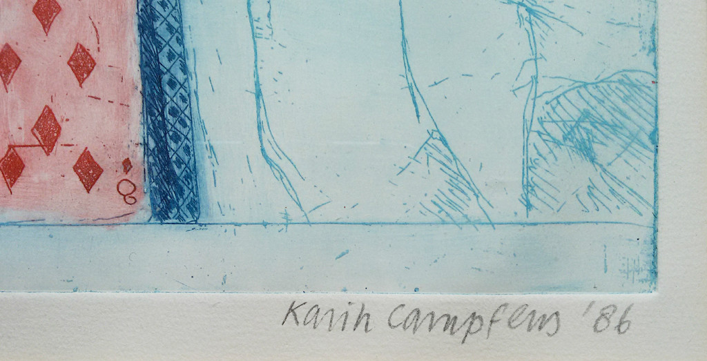 Karin Campfens - Kaartspelers, aquatint ets (ingelijst) kopen? Bied vanaf 1!