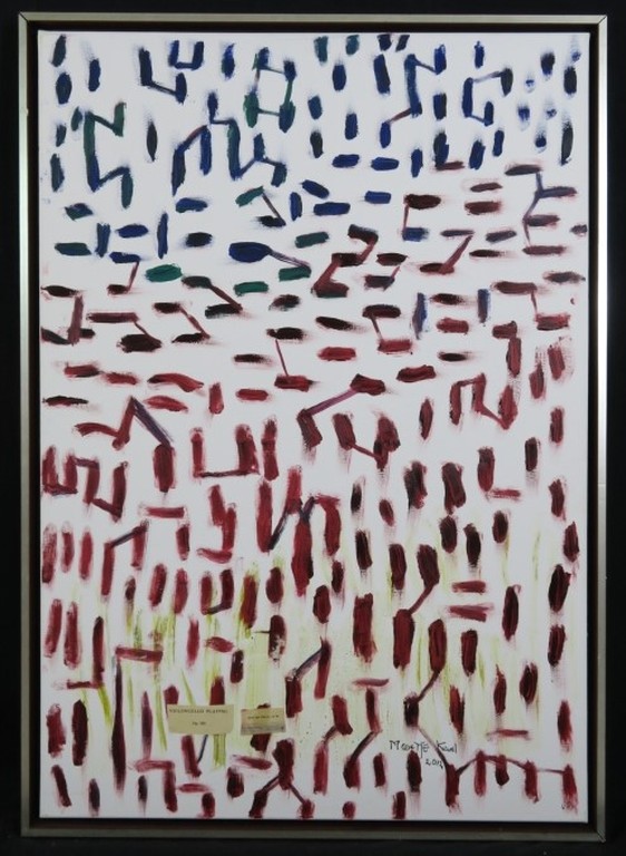 Meertje Kaal: Olieverf, Acryl, Collage op doek, Violoncello playing - Ingelijst kopen? Bied vanaf 50!