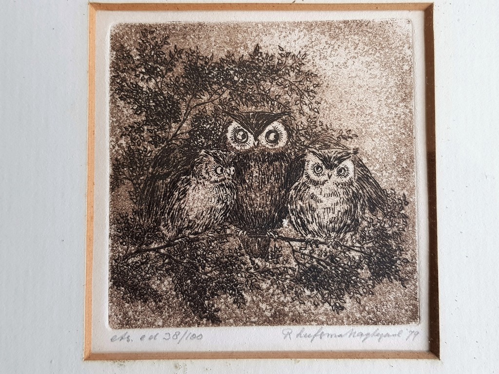 Rini Leefsma-Nagtegaal - Rini Leefsma-Nagtegaal - Uilen - Gesigneerde ets kopen? Bied vanaf 30!