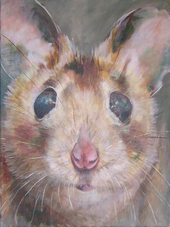 Gerda Onnes. acryl op linnen, portret van een muis kopen? Bied vanaf 450!