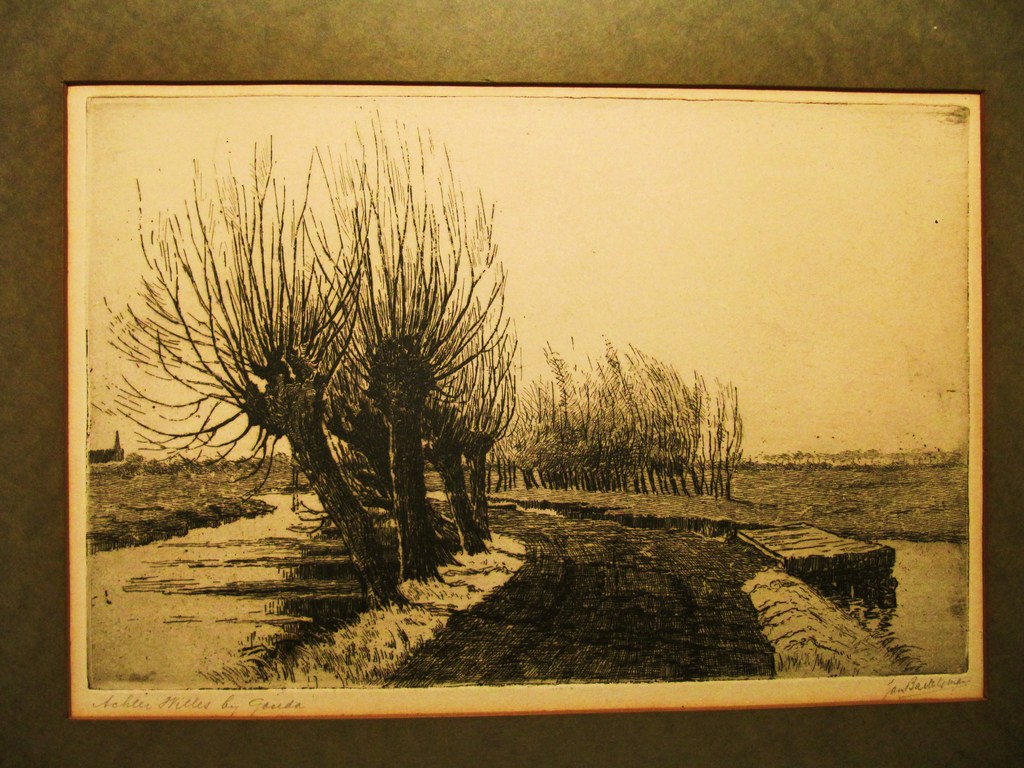 Ets '...  bij Gouda' Jan Christoffel Bartelsman (1889-1948) verkocht voor € 100!
