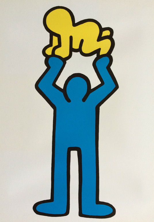 Keith Haring - Man holding child - offset lithografie, geautoriseerd, ingelijst verkocht voor € 64!