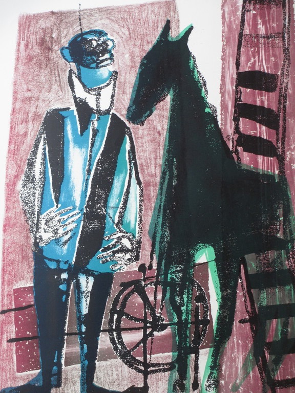 Dick Elffers, Man en paard, Kleurenlitho kopen? Bied vanaf 30!