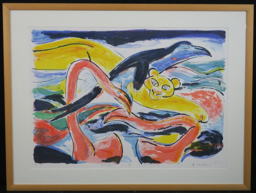 Anton Vrede: Zeefdruk, Slippin and Slidin - Ingelijst (Groot) verkocht voor € 60!