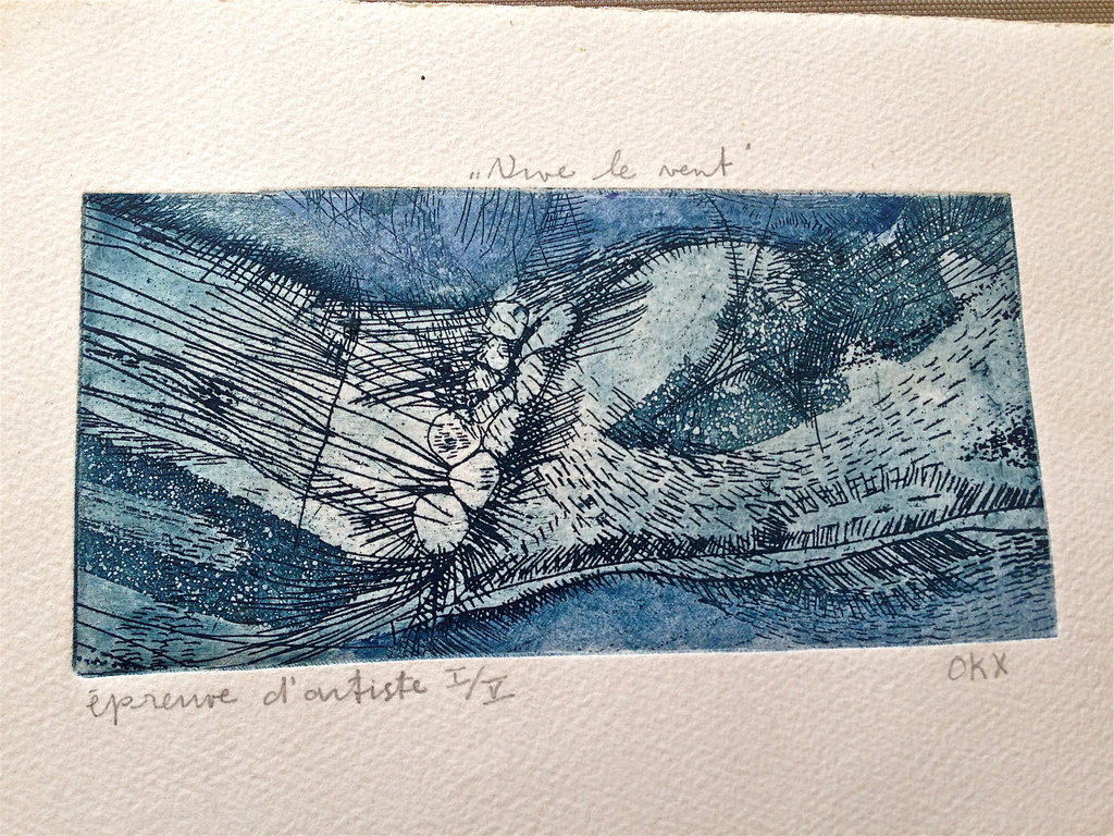 Kees Okx, Ets/ Aquatint, Vive le Vent verkocht voor € 40!