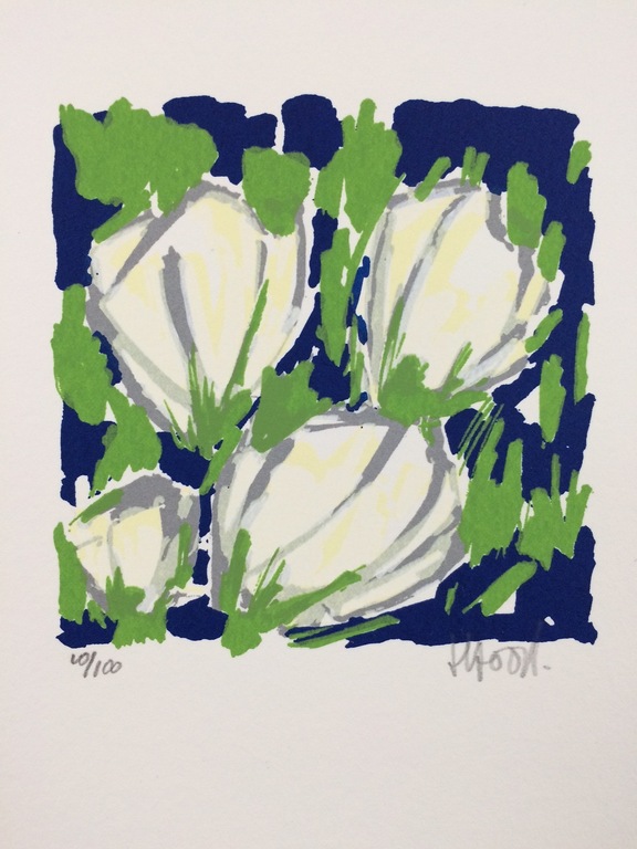 ad van Hassel, zeefdruk op papier, Titel: tulpen kopen? Bied vanaf 10!