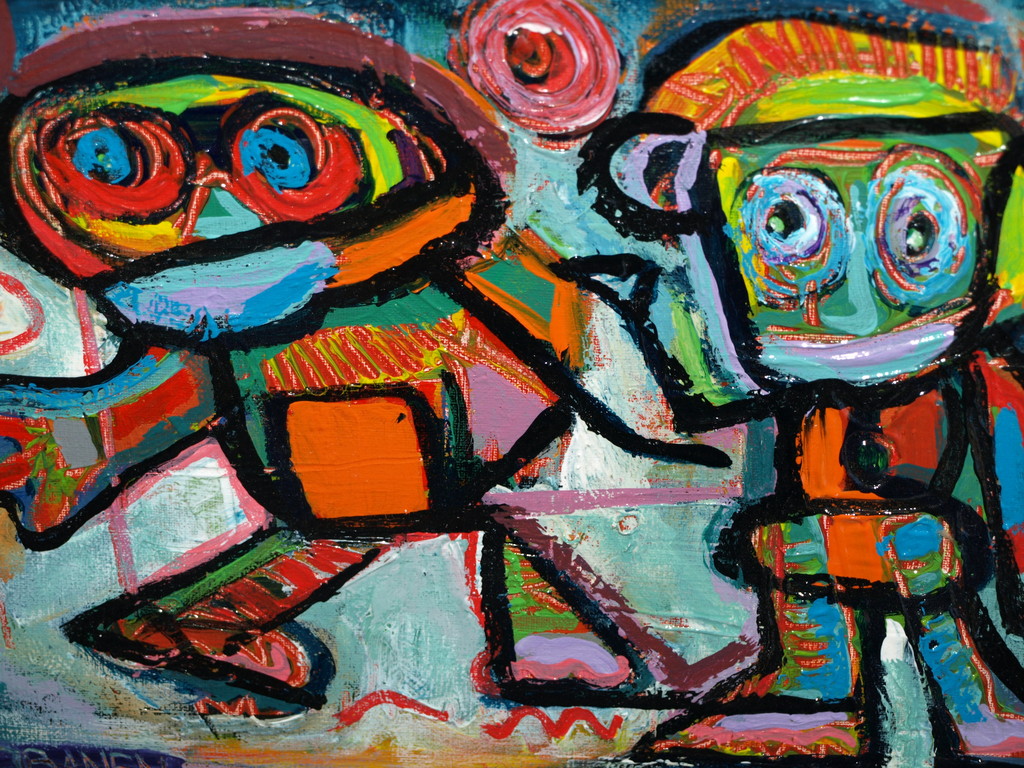 Jasper Banen (1962) – Acryl op doek – ‘Kinderen’  - Gesigneerd & ingelijst –1997 vendu pour 60€ !