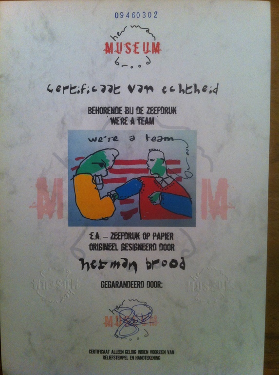 Herman Brood - We're a team - Handgesigneerde zeefdruk. Met HBM certificaat. kopen? Bied vanaf 149!