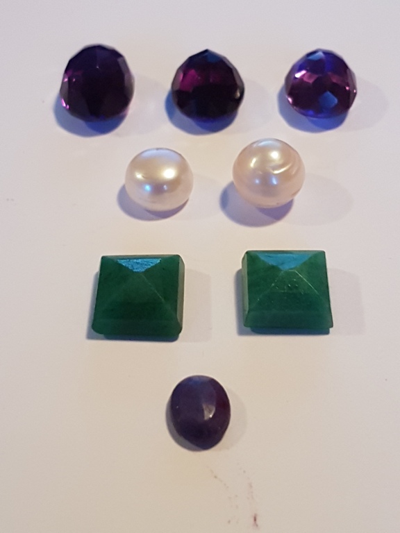 Edelstenen-Lotto Fantasia-(8pz)-3Ametiste-2Smeraldi-2Parels-1lapislazzulo blu kopen? Bied vanaf 10!