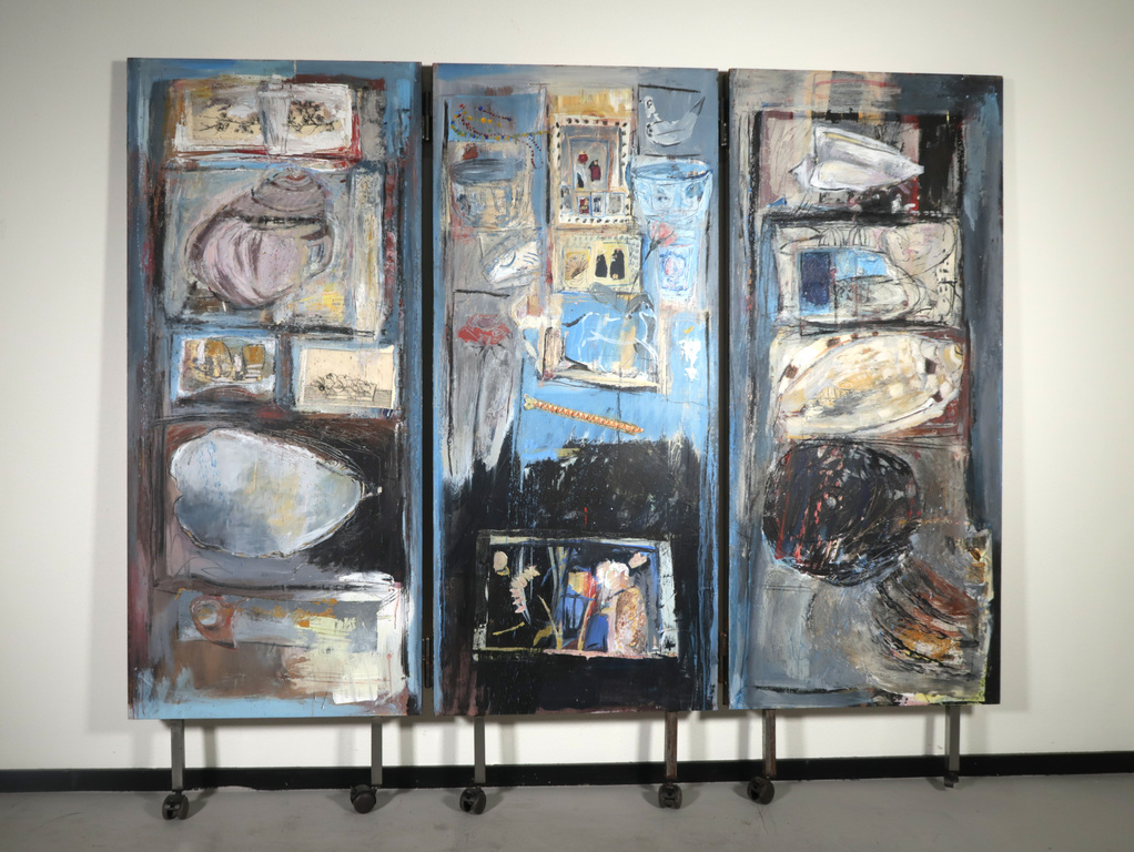 Ineke Bik: Acryl op paneel, Drieluik kamerscherm met oeuvre boek (Zeer groot) kopen? Bied vanaf 300!