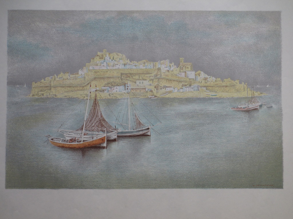 Wim Schuhmacher, Peniscola Spanje, Kleurenlitho verkocht voor € 40!