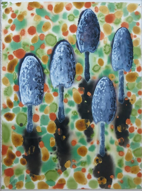 Mareike Geys: Aquarel, Spechtinktzwam -Ingelijst verkocht voor € 60!