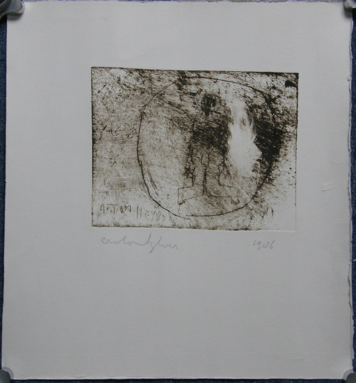 Anton Heyboer: ets, 1986, potlood gesigneerd verkocht voor € 85!