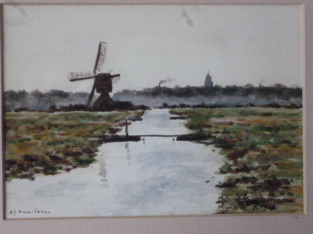 Adriaan Kruseman - aquarel - Bij Haarlem verkocht voor € 65!