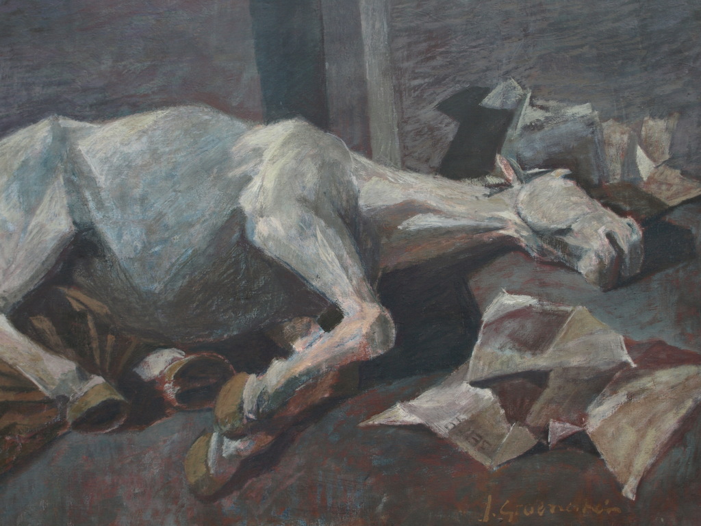 Jan Groenestein : Olieverf op doek , Liggend paard – 150 x 200 cm - 1951 kopen? Bied vanaf 750!
