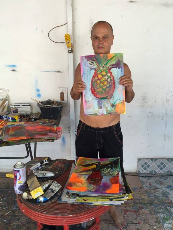 Peter Klashorst - Processing of pineapples 3 werken op papier - gesigneerd kopen? Bied vanaf 1!