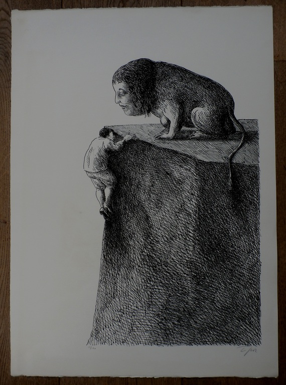 Roland Topor, surrealistische litho: Enteté kopen? Bied vanaf 80!