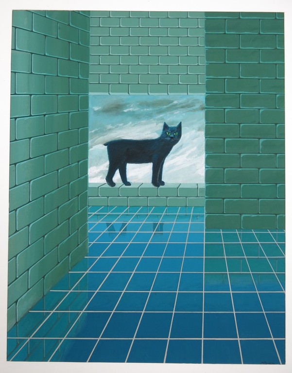 Jules Reek: Acryl op board, Kat kopen? Bied vanaf 35!