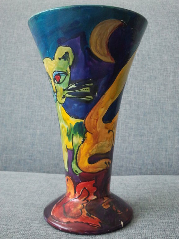  Franca Muller Jabusch (1952-2011) - vaas met veelkleurige beschildering - 1995  kopen? Bied vanaf 20!