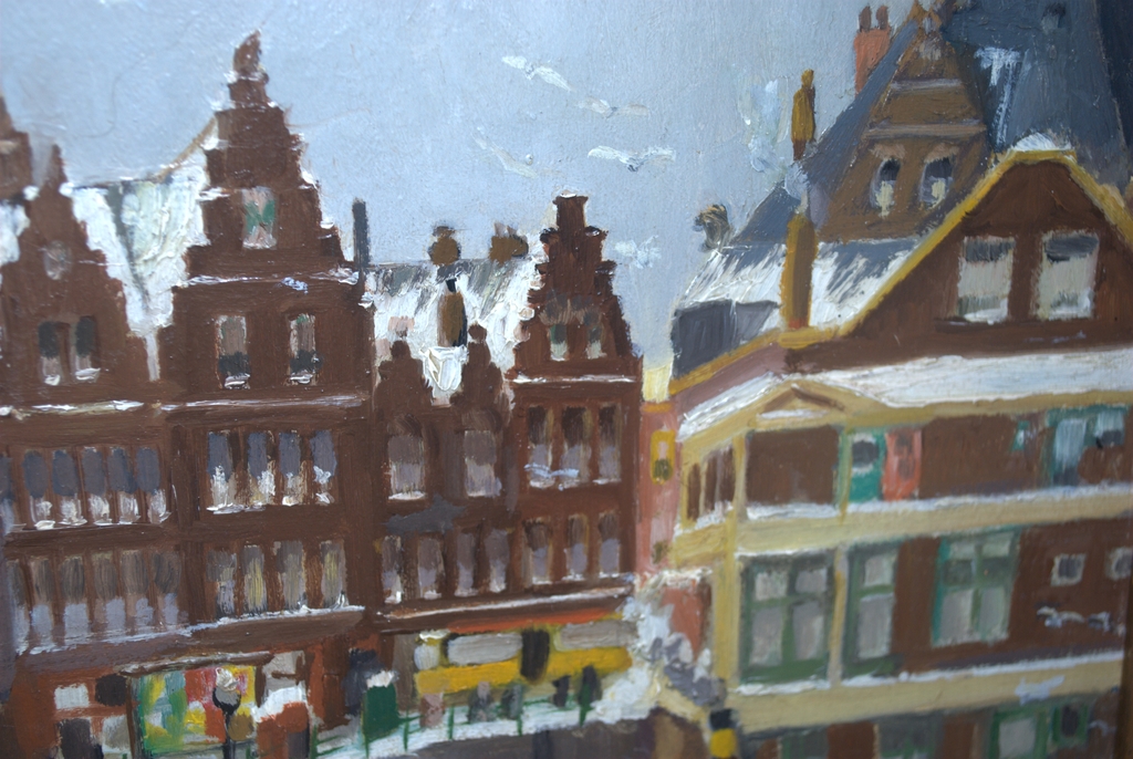 Amsterdam, winter op de gracht - olieverf - ingelijst kopen? Bied vanaf 35!