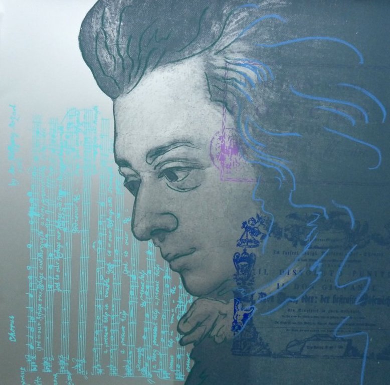 Jürgen Kuhl - grote kleurenzeefdruk - 'Mozart' -  gesigneerd, oplage 150 kopen? Bied vanaf 1!