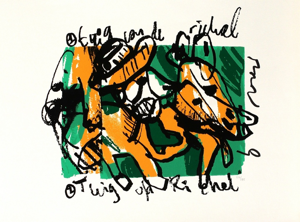 Herman Brood - Originele handgesigneerde zeefdruk - Tuig van de richel verkocht voor € 90!