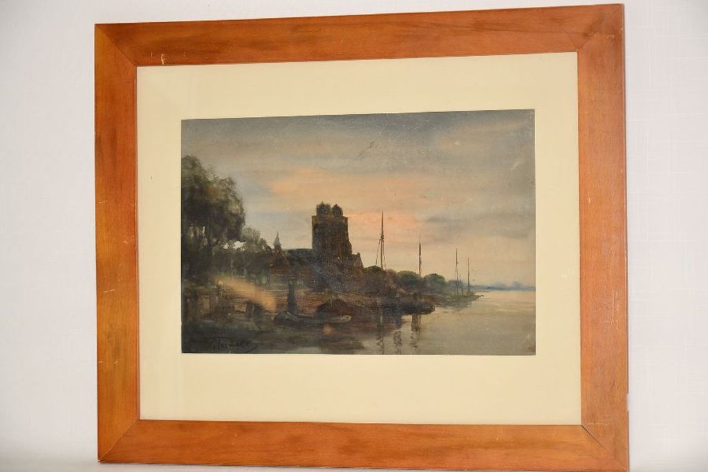 A. Terhell: Aquarel op papier. Haven kopen? Bied vanaf 1!