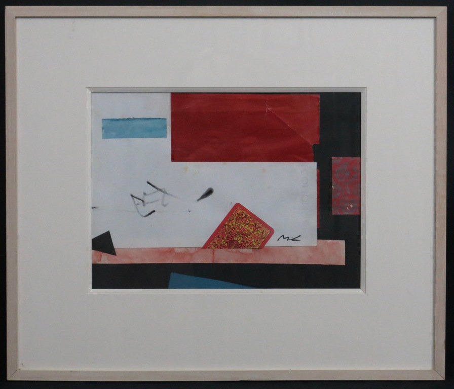 Mark Kolthoff: Collage op papier, Zonder titel - Ingelijst verkocht voor € 60!