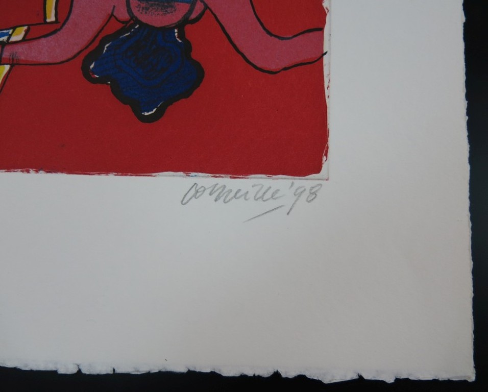 Corneille: Ets en Aquatint, Rode vrouw en blauwe vogel kopen? Bied vanaf 150!