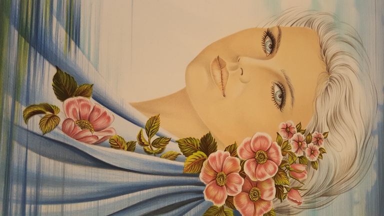 PIERRE BERTIN -FEMME AVEC FLEURS , grote kleurenlithografie, handgesigneerd kopen? Bied vanaf 1!