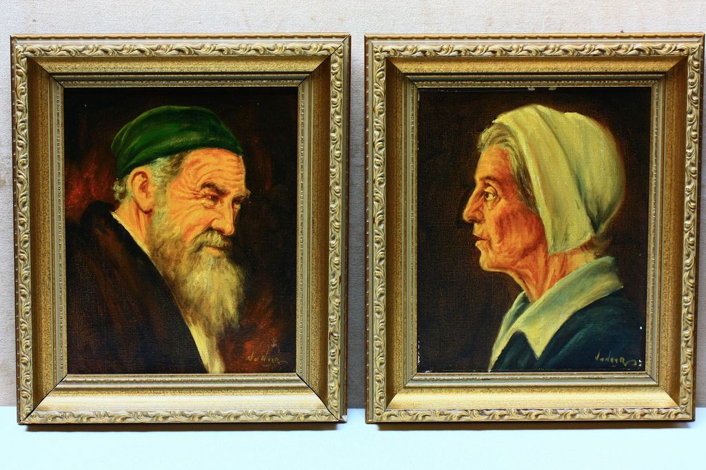 Onduidelijk gesigneerd, olieverf, 2 portretten kopen? Bied vanaf 75!