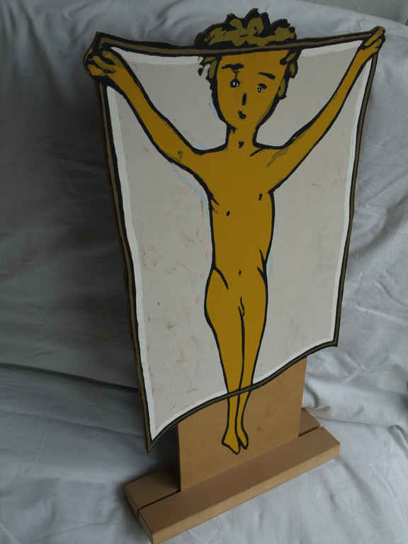 Bart Drost : Ruimtelijk werk met hout - Kiekeboe – 70 cm hoog kopen? Bied vanaf 1!