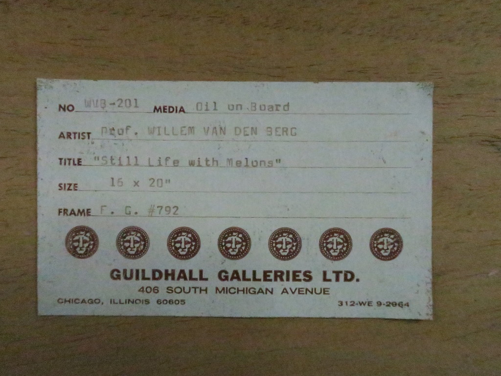 Willem van den Berg: Olieverf op board, Fruitstilleven - Ingelijst kopen? Bied vanaf 600!