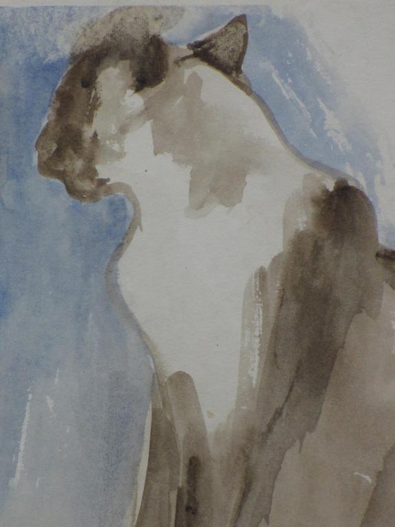 Hannie Bouman, Twee zittende Siamezen, Aquarel kopen? Bied vanaf 35!