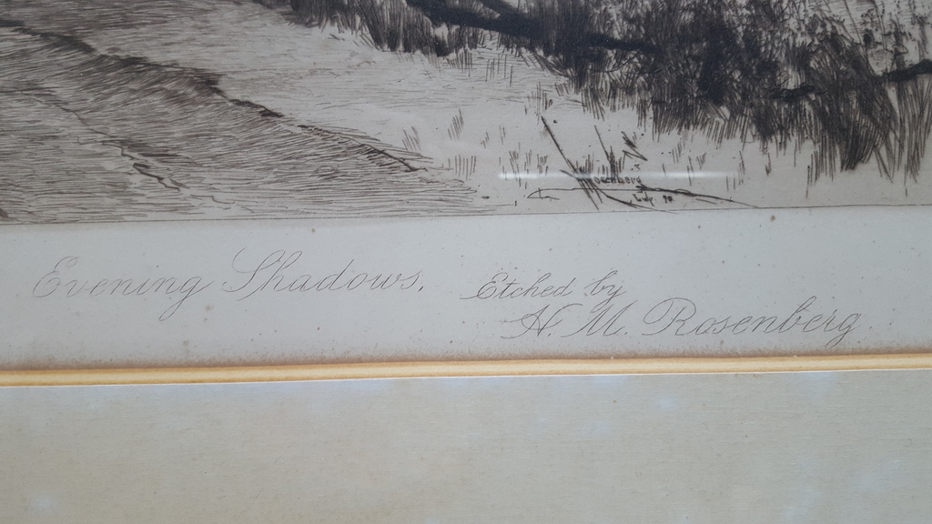 Rosenberg - ets, Evening shadows, gesigneerd in de plaat kopen? Bied vanaf 1!