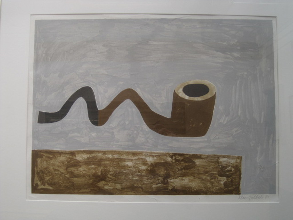 Klaas Gubbels grote litho "bruine pijp" 1984 gesigneerd  kopen? Bied vanaf 1!