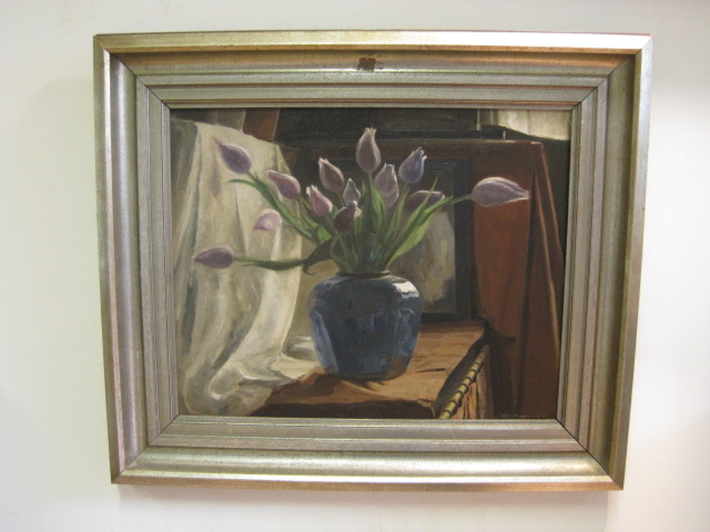 A.J.Massink 1892-1957 "stilleven lila rozen" olieverf gesigneerd 1932 kopen? Bied vanaf 1!
