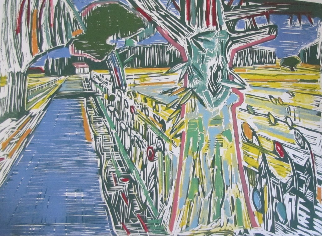 Luuk Scholten (1933), houtsnede, ''Zomer kopen? Bied vanaf 30!