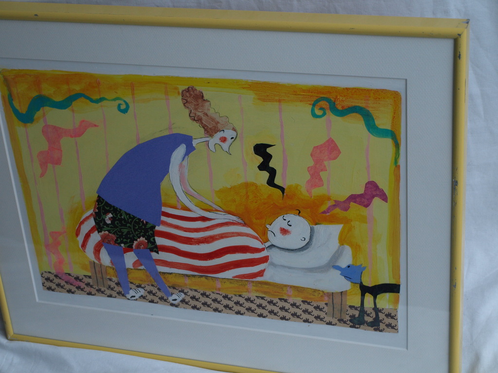 Daan Remmerts de Vries: Acryl en collage , Het leven is raar 10 – Ingelijst 1997 kopen? Bied vanaf 75!