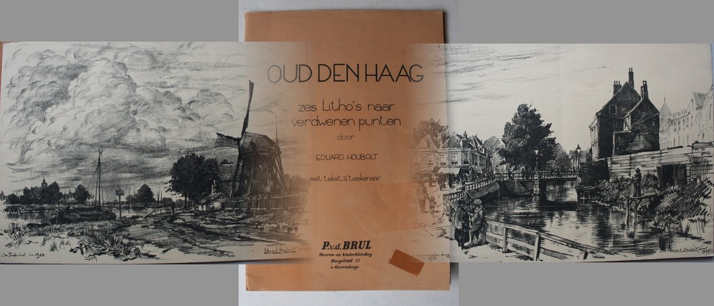 Eduard Houbolt, Vijf (van de 6) litho's naar verdwenen punten oud Den Haag. kopen? Bied vanaf 24!