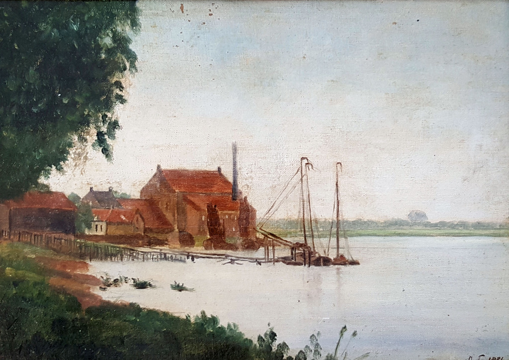 Dirk Arnoldus Tavenraat (1845-1930), olieverf op paneel - monogram D.T.1881 verkocht voor € 120!
