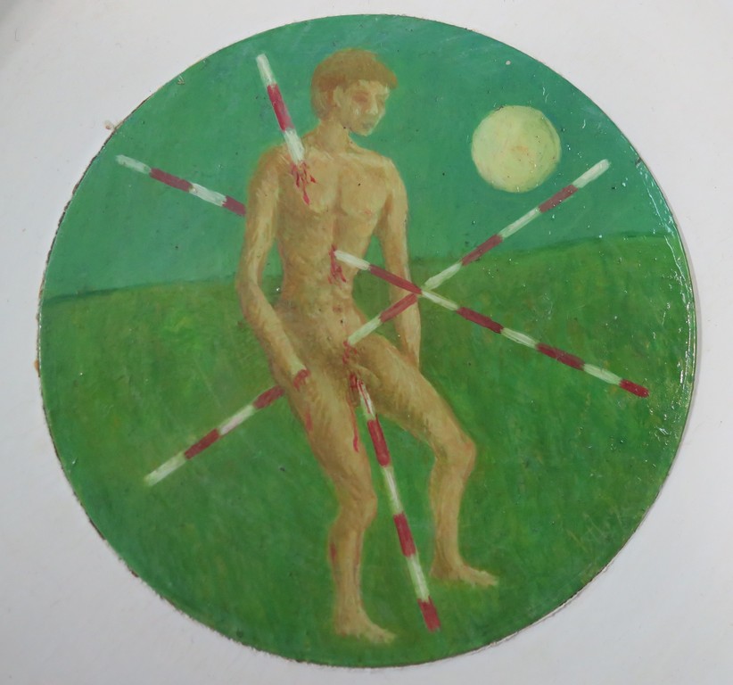 Bart ter Haar: Olieverf op staal, De heilige Sebastiaan - Ingelijst kopen? Bied vanaf 80!