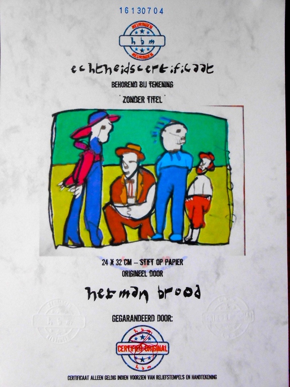 Herman Brood,originele tekening met certificaat van het HB-M kopen? Bied vanaf 450!