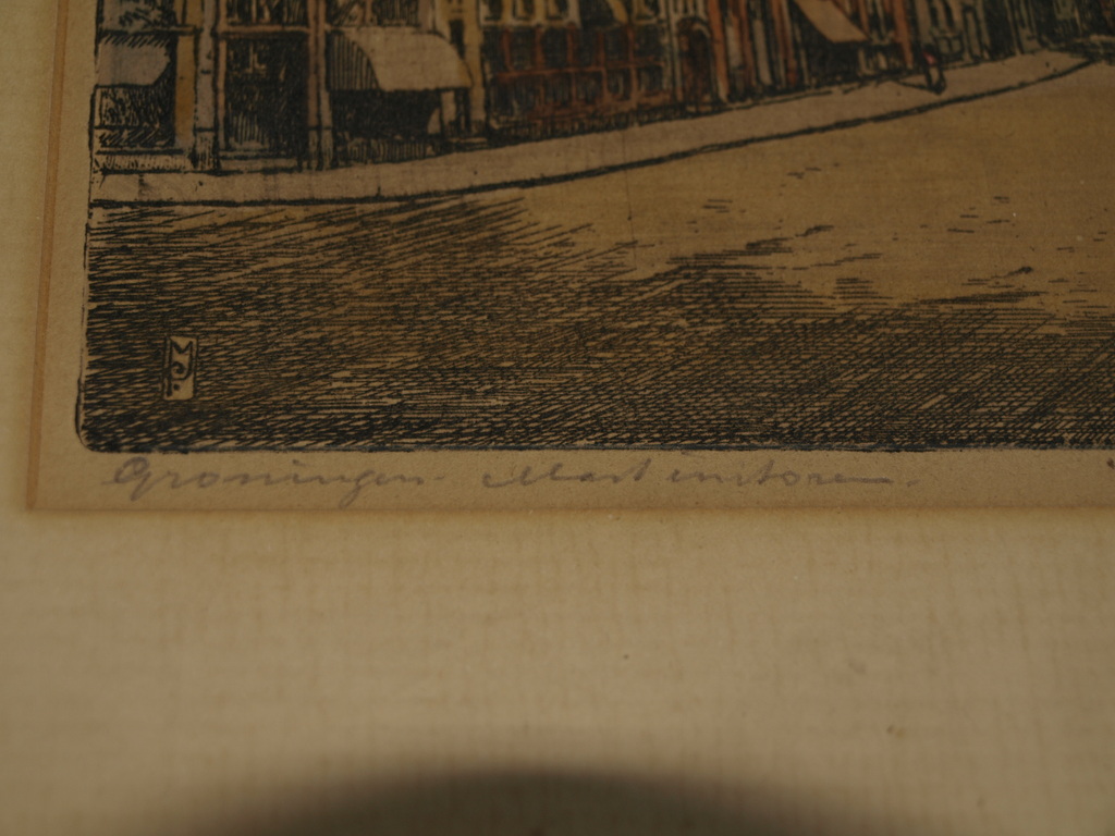 MARIUS JANSSEN - Ets – Martinitoren Groningen – Gesigneerd en ingelijst –ca 1930 kopen? Bied vanaf 25!