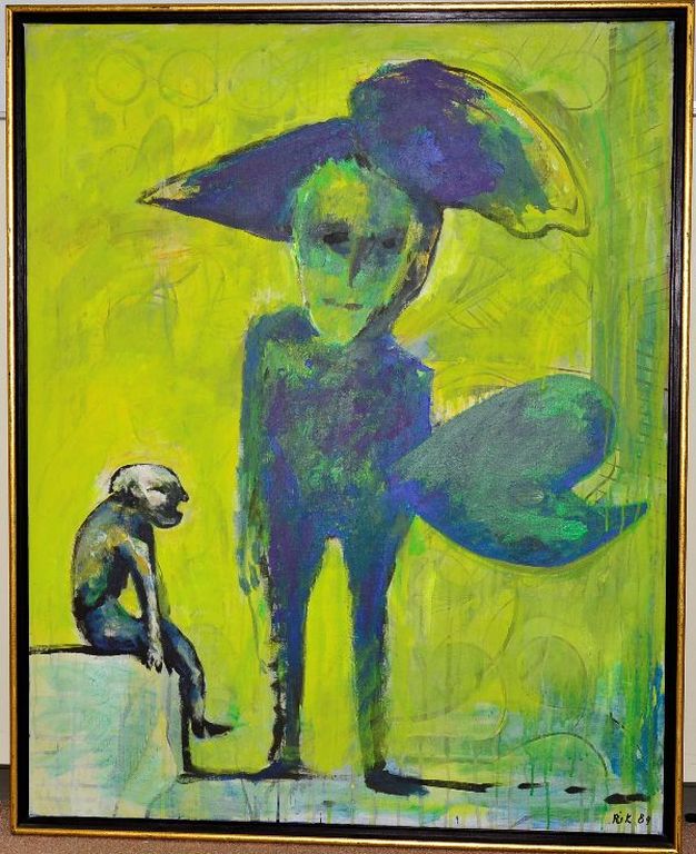 Rik van Iersel: Schilderij op doek. Figuren. Groot formaat. verkocht voor € 700!