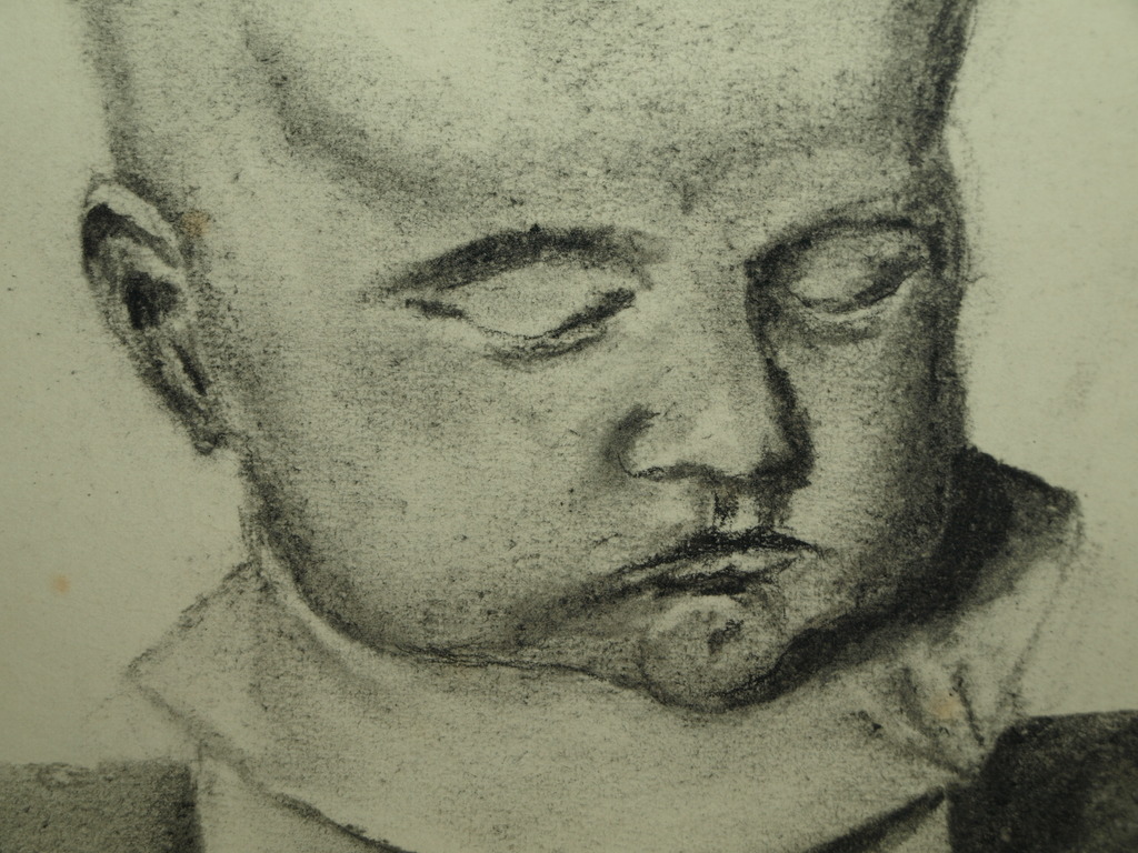 Tekening – Hoofd – Ingelijst  - ca 1970  kopen? Bied vanaf 1!